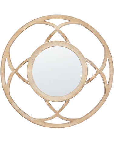 Okrúhle nástenné zrkadlo ø 60 cm svetlé drevo IZTAPALAPA