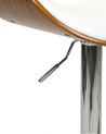 Chaise de bar en bois foncé et cuir PU blanc ROTTERDAM_732784