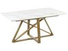 Rozkladací jedálenský stôl s mramorovým efektom 160/200 x 90 cm biela/zlatá MAXIMUS_850388