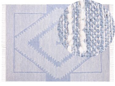 Tapete em algodão azul e branco 160 x 230 cm ANSAR