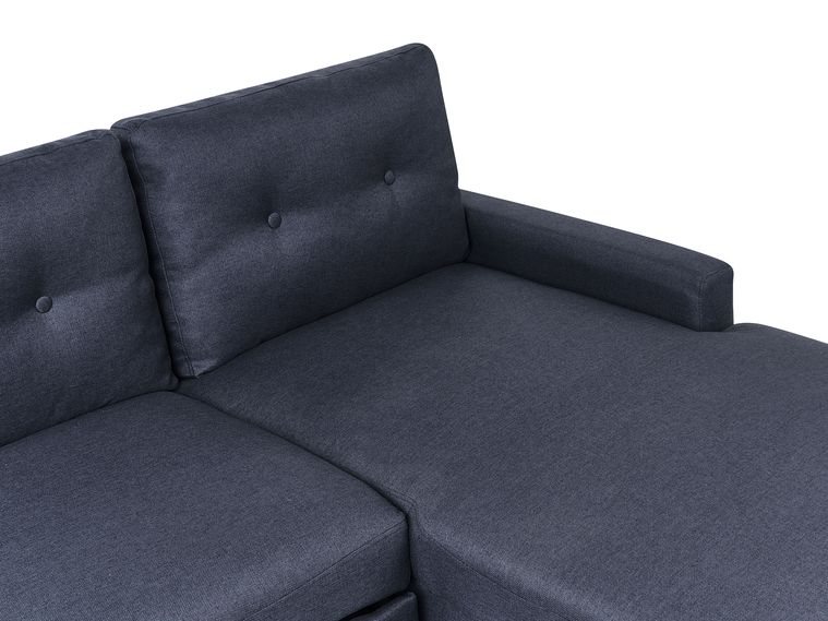 Left Hand Corner Sofa Bed with Storage Navy Blue FLAKK Beliani.co.uk