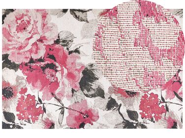 Teppich Baumwolle rosa Blumenmuster 200 x 300 cm Kurzflor EJAZ