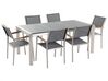 Table de jardin plateau granit gris poli 180 cm 6 chaises grises GROSSETO_394415