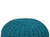 Cotton Knitted Pouffe 50 x 35 cm Teal Blue CONRAD II_837748
