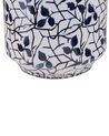 Stoneware Flower Vase 15 cm White with Navy Blue MYOS_810770