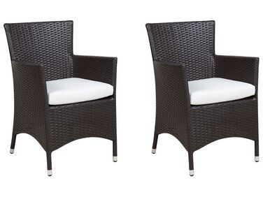 Set of 2 PE Rattan Garden Chairs Brown ITALY