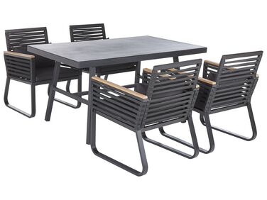 Trädgårdsmöbelset av bord och 4 stolar aluminium svart CANETTO