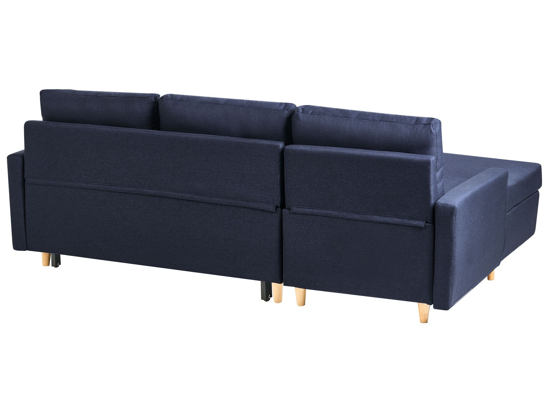 Ecksofa mit Schlaffunktion Polsterbezug marineblau rechtsseitig FLAKK