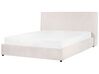Zamatová posteľ s úložným priestorom 160 x 200 cm krémová biela LAVAUR_870932