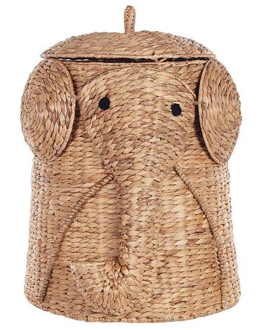 Aufbewahrungskorb mit Deckel Wasserhyazinthe naturfarben Elefantenform 68 cm DOGON