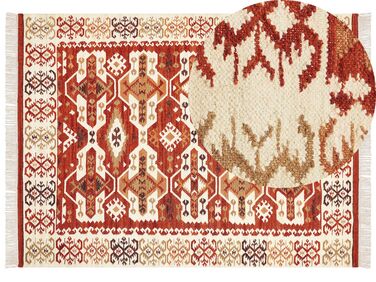 Kelim Teppich Wolle mehrfarbig 160 x 230 cm geometrisches Muster Kurzflor VOSKEVAZ