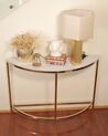 Glass Top Console Table Marble Effect White with Gold ORITA _900818