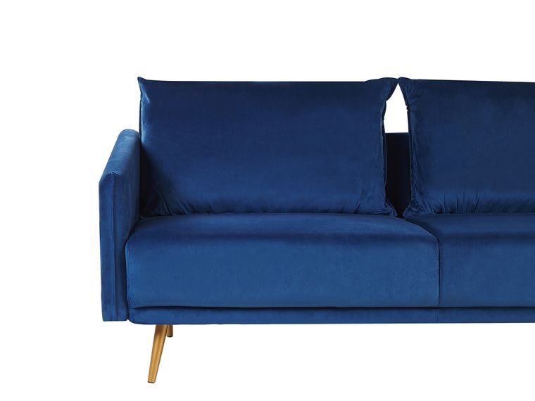 3 Seater Velvet Sofa Navy Blue MAURA Beliani.co.uk