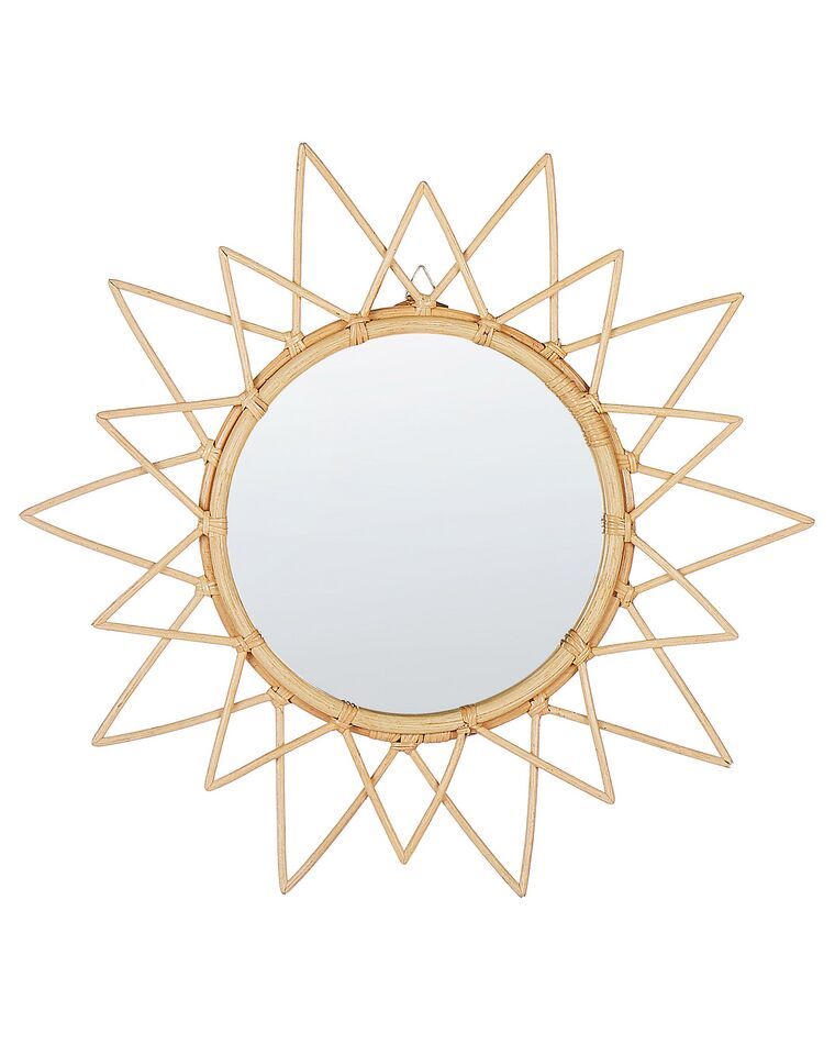 Rattan Sunburst Wall Mirror ⌀ 61 cm Natural AROEK_822222
