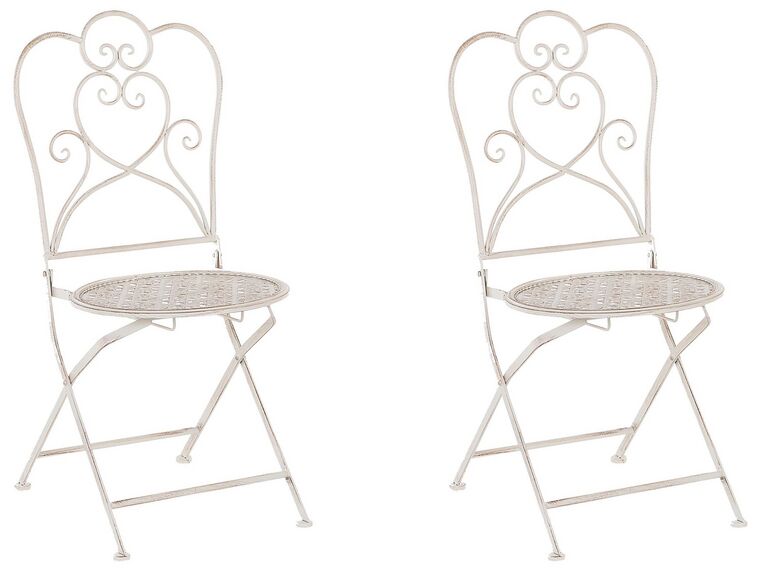 Set of 2 Metal Garden Folding Chairs Beige TRIESTE_763369