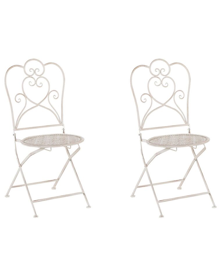 Conjunto de 2 cadeiras de jardim creme em metal TRIESTE_763369