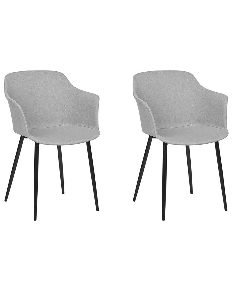 Set of 2 Fabric Dining Chairs Light Grey ELIM Beliani.co.uk