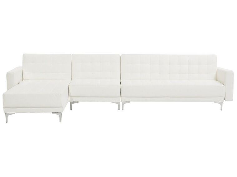 Right Hand Modular Faux Leather Sofa White ABERDEEN_739739