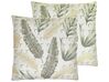 Set of 2 Cushions Leaf Pattern 45 x 45 cm Green and Beige RHAPIS_810689