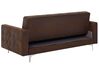 3 Seater Faux Leather Sofa Bed Brown ABERDEEN_717509