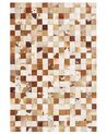 Tappeto in pelle bovina patchwork marrone / bianco 160 x 230 cm CAMILI_780741