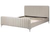Čalúnená posteľ s roštom 160 x 200 cm zamatová sivá LUNAN_803476