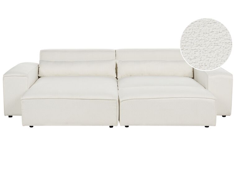 Right Hand 2 Seater Modular Boucle Corner Sofa with Ottoman White HELLNAR_911266