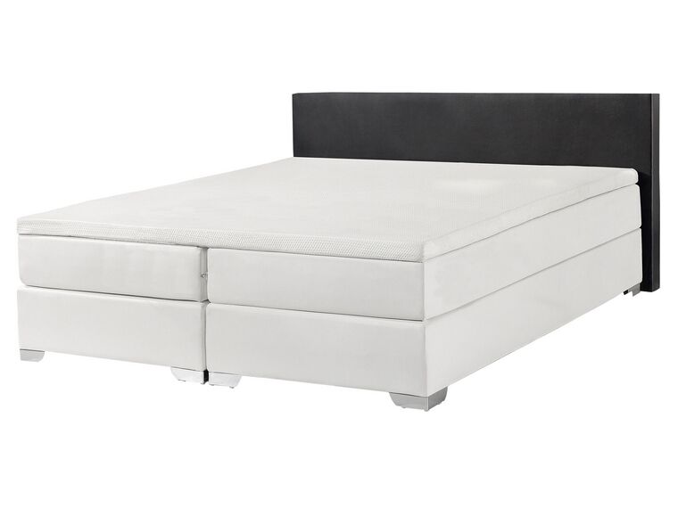 Faux Leather EU King Size Divan Bed White and Black PRESIDENT_709159
