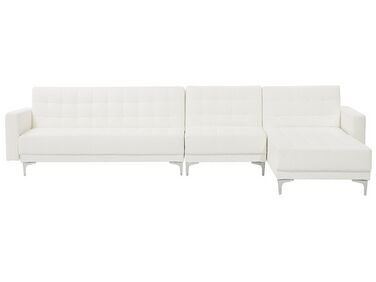Left Hand Modular Faux Leather Sofa White ABERDEEN