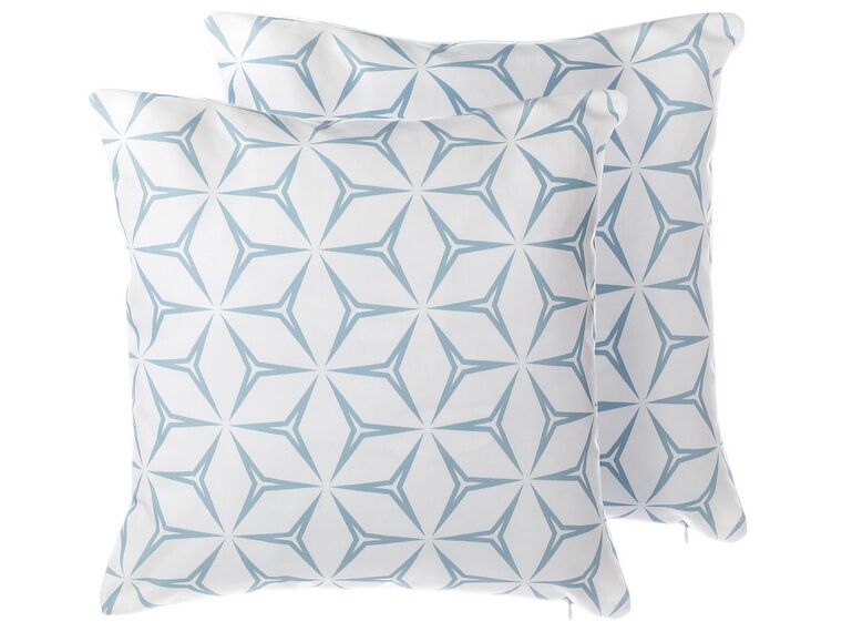 Conjunto de 2 almofadas decorativas padrão geométrico azul claro 45 x 45 cm WEIGELA_770051