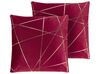 Set di 2 cuscini motivo geometrico in velluto rosso 45 x 45 cm PINUS_810596