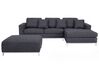 Left Hand Fabric Corner Sofa with Ottoman Grey OSLO_295412