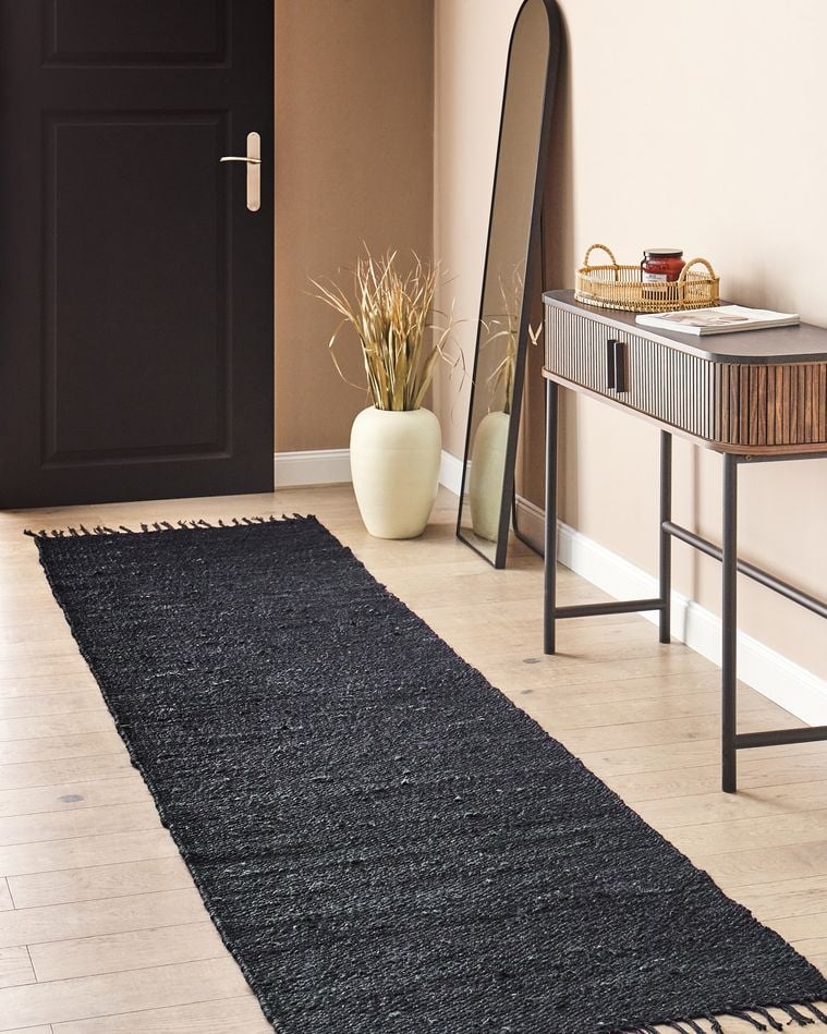 Jute Runner Rug 80 x 300 cm Black SINANKOY Beliani.co.uk