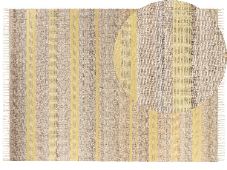 Teppich Jute beige / gelb 160 x 230 cm Streifenmuster Kurzflor zweiseitig TALPUR_845679