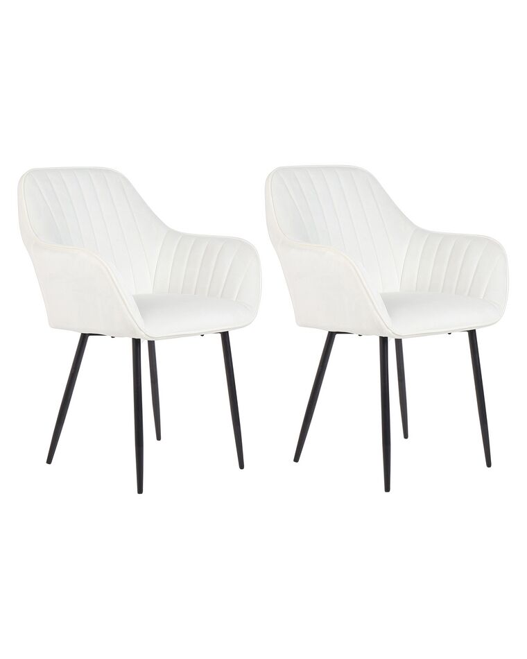 Set of 2 Velvet Dining Chairs Off-White WELLSTON II_885819
