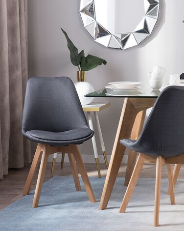 Set of 2 Fabric Dining Chairs Graphite Grey DAKOTA II