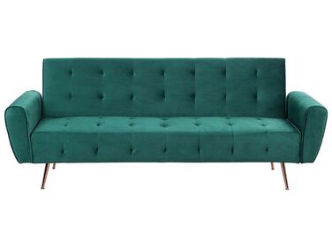 Velvet Sofa Bed Green SELNES