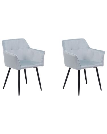 Conjunto de 2 sillas de comedor de terciopelo gris claro/negro JASMIN