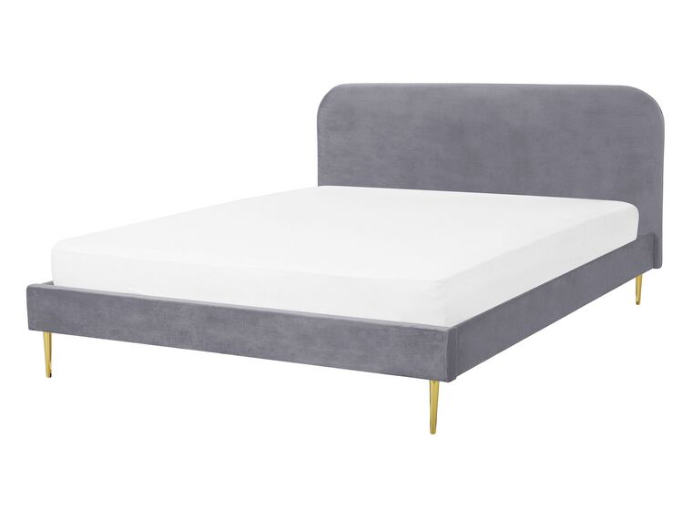 Zamatová posteľ 140 x 200 cm sivá FLAYAT_767509