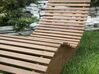 Leżak ogrodowy drewniany z poduszką beżowoszarą BRESCIA_746547