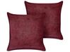 Set of 2 Corduroy Cushions 43 x 43 cm Burgundy ZINNIA_855257