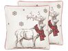 Set of 2 Cushions Reindeer Motif 45 x 45 cm Red and White SVEN_814105