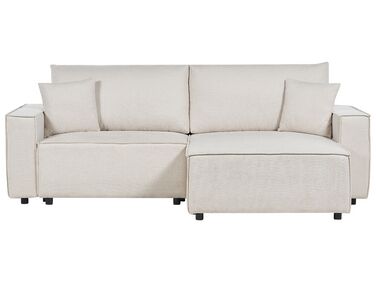 Canapé d'angle à gauche en tissu beige avec rangement KARILA