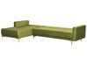 Canapé d'angle 4 places côté droit en velours vert avec ottoman ABERDEEN_882302