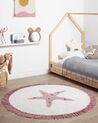 Kinderteppich aus Baumwolle mit Sternenmotiv ⌀ 120 cm cremeweiß STARS_910768