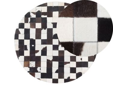 Okrúhly kožený koberec ⌀ 140 cm  čierna/biela BERGAMA