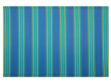 Outdoor Teppich blau 120 x 180 cm Streifenmuster Kurzflor ALWAR