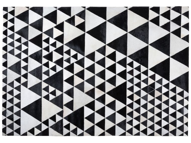 Teppich Kuhfell schwarz-weiß 160 x 230 cm geometrisches Muster ODEMIS_689611