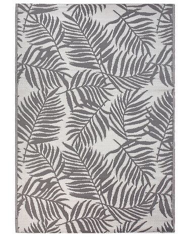 Tapete de exterior 160 x 230 cm padrão folhas de palmeira cinzento claro KOTA