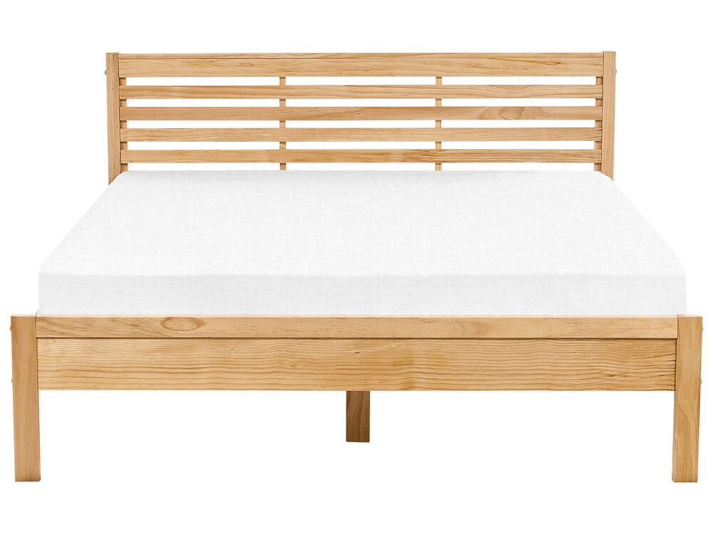 Bed hout lichtbruin 160 x 200 cm CARNAC Gratis Levering